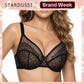 ⏳LAST DAY SALE ONLY￡10.99! ✨Women's Mermaid Scales Lace Minimiser Bra Full Cup Wide Side Bands Adjustable Straps