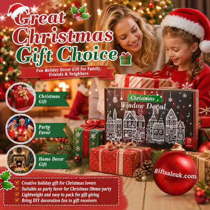 ⏳LAST DAY SALE ONLY￡6.99!🎁🎄 Christmas Village Window Sticker Set