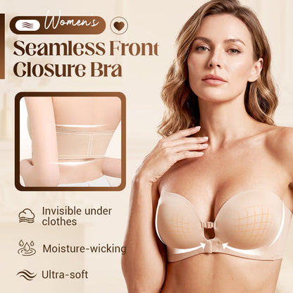 🔥LAST DAY SALE ONLY￡6.99! 💥50K+ SOLD!💜Seamless Front Closure Bra With Adjustable Straps