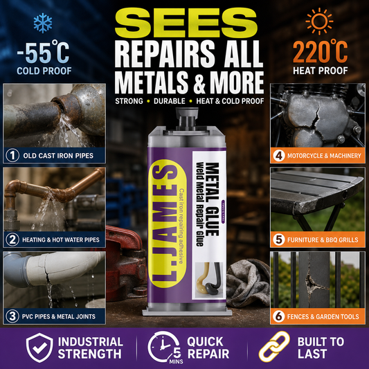 ⏳LAST DAY SALE ONLY￡6.99! 🔥Buy 2 Get 1 Free✨ Metal Weld Repair Glue – 2-Part Epoxy, Waterproof, Heat-Resistant, Drillable 🔧