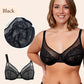 ⏳LAST DAY SALE ONLY￡10.99! ✨Women's Mermaid Scales Lace Minimiser Bra Full Cup Wide Side Bands Adjustable Straps