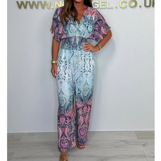 🌷Summer Hot Sale-49% Off🩵Bohemian Print Wide Leg Jumpsuit