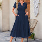 🌷Summer Sale 50% discount🌷Women's Casual Short Sleeve V Neck Maxi Dress