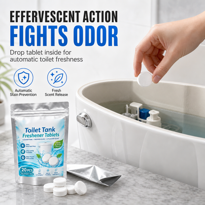 ⏳LAST DAY SALE ONLY￡6.99! ✨ BUY 2 GET 1 FREE✨20 Pack Toilet Tank Freshener Tablets – effervescent action fights odor, slow release cleans constantly. Gentle on plumbing! 🧼✅
